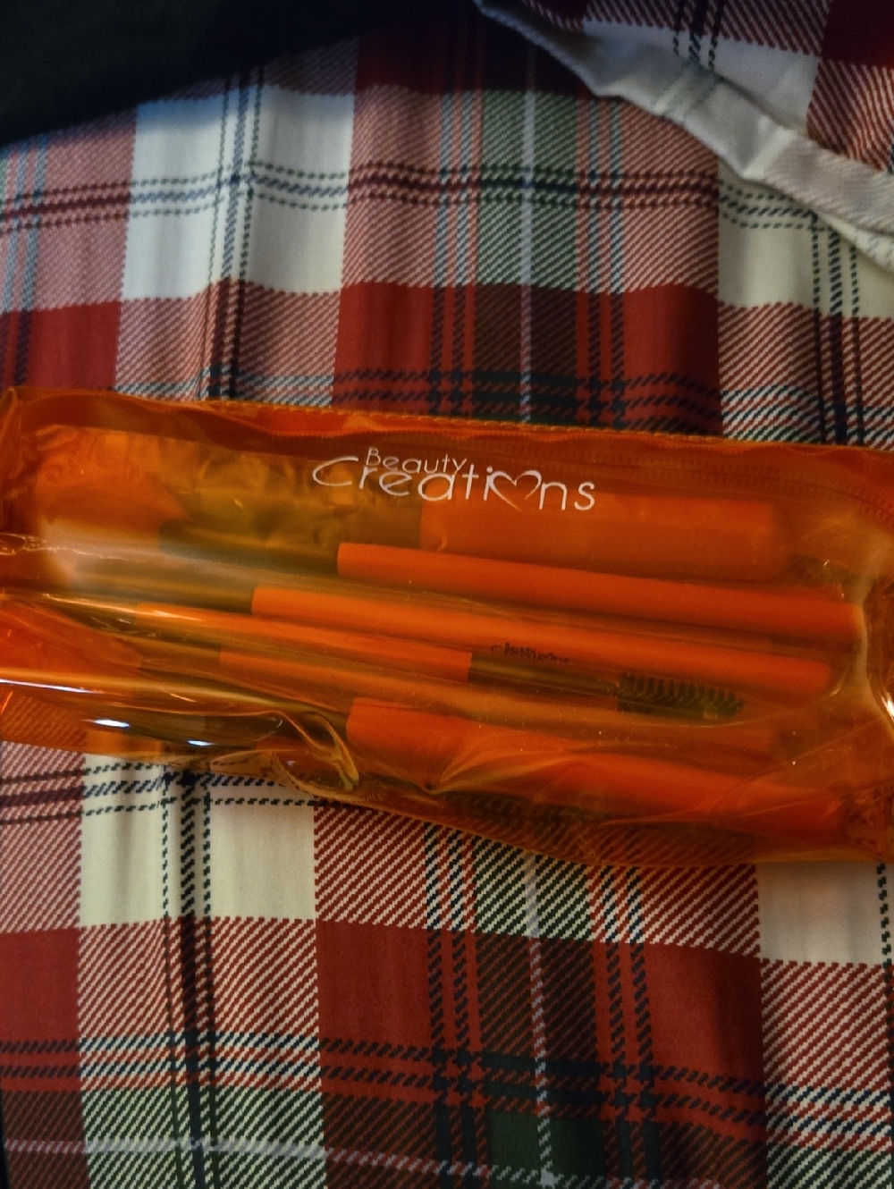 Beauty Creations Orange Brush Set in Clear Zip Pouch